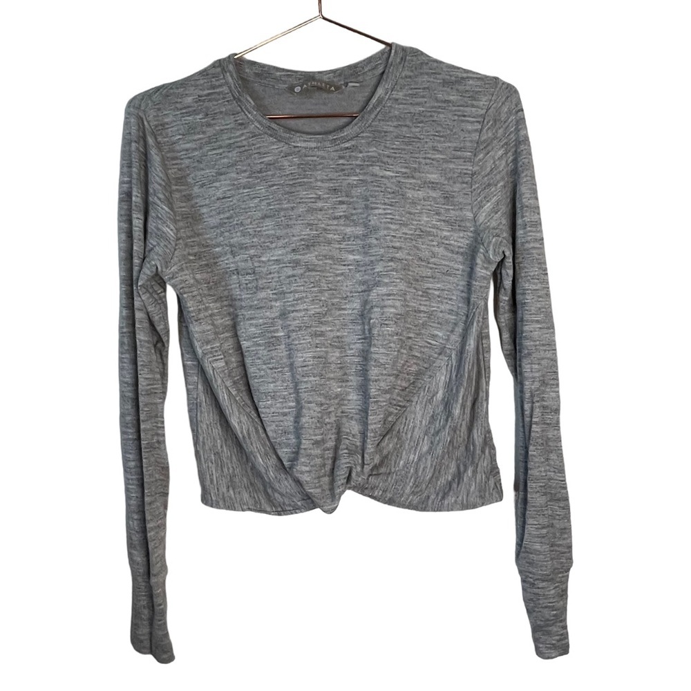 Athleta Twist Front Pullover Gray Sweatshirt Long Sleeve